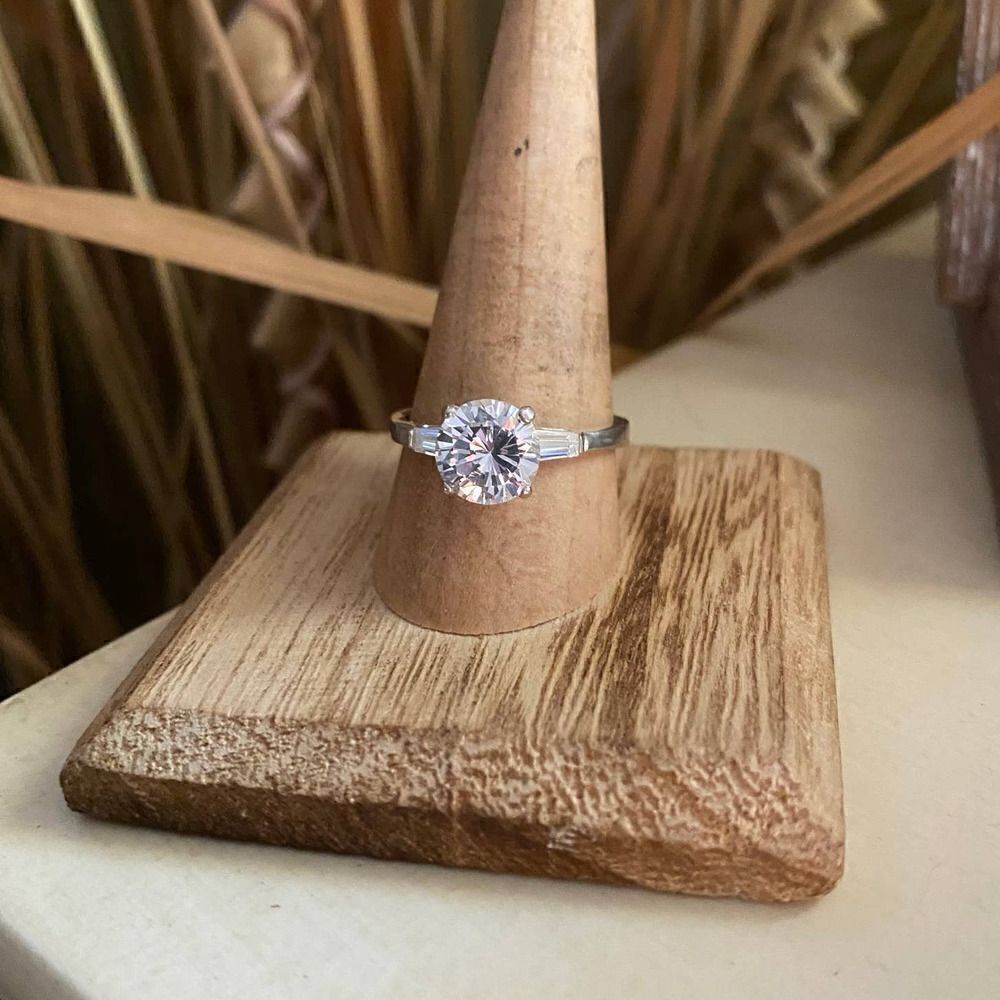 Sterling Silver CZ Engagement Ring Size 10